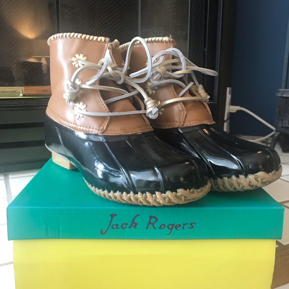 Jack Rogers Chloe Boot Duck Black Brown NWT sz 9